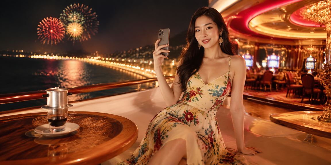 Người dùng tại Mũi Né trải nghiệm casino trực tuyến trên điện thoại bên ly cà phê buổi sáng